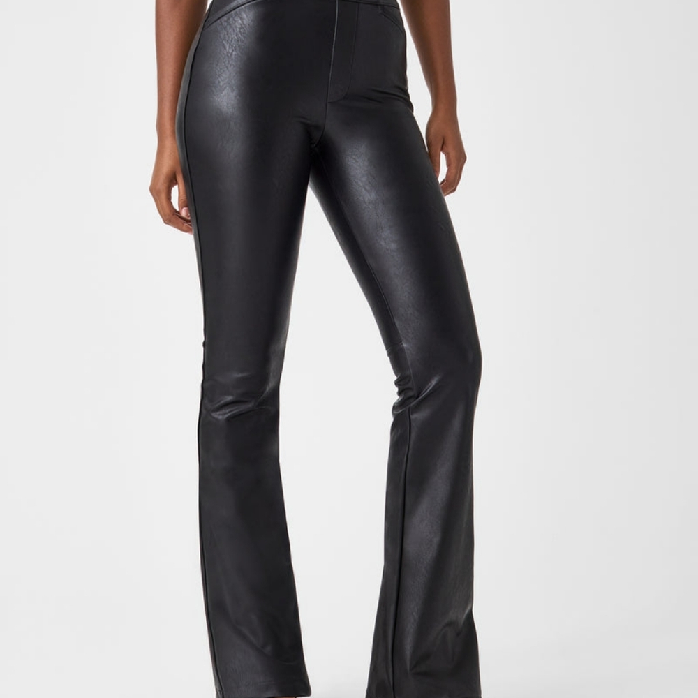 SPANX Leather-Like Flare Pant ~ Tall Sz Small ~ Luxe Black